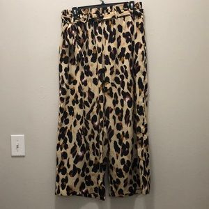Cheetah Print Wide Leg Pants with Ruffle Top